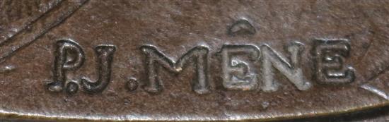 After P.J.Mene. A bronze model of the whippet Juno, 6in.
